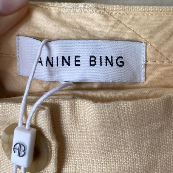 NWT Anine Bing Jay Straight Cream Pants Linen Size 30 - Picture 6 of 9